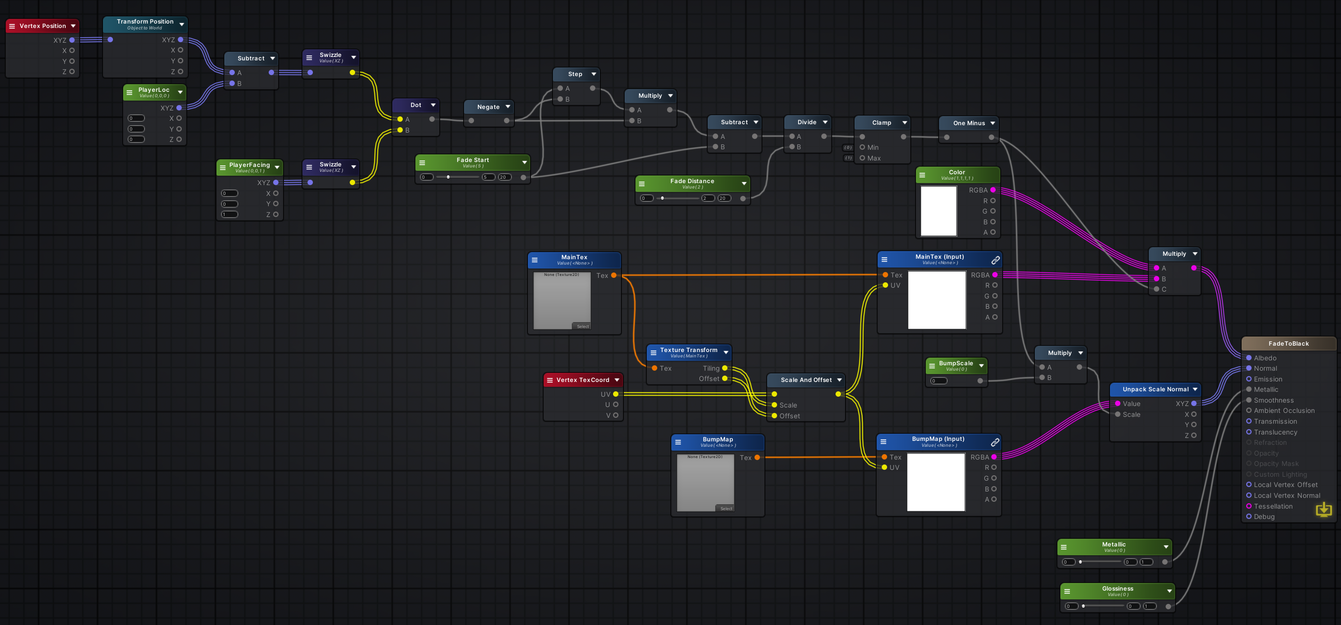 A screenshot showing the visual layout of the Fade to Black shader.
